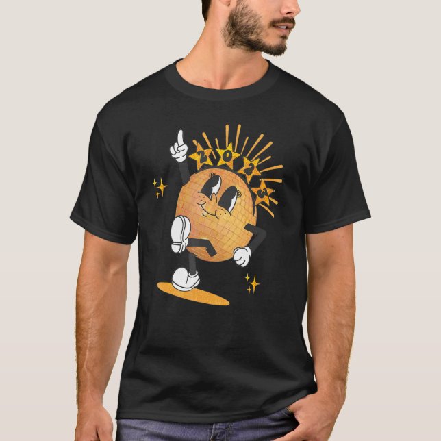 Camiseta Feliz ano novo de Bola Disco 2023 Partido Cozy (Frente)