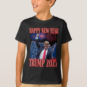 Camiseta Feliz ano novo De Trump Cute 2025 45 47 Outlaw Won