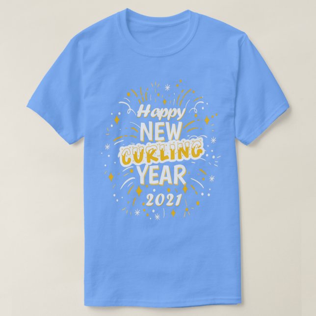 Camiseta Feliz Ano Novo do Curling 2021 Saudação Presente (Frente do Design)