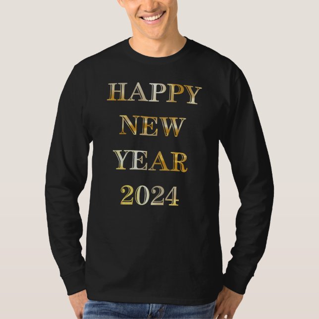 Camiseta Feliz ano novo Dourado (Frente)