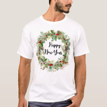 Feliz ano novo e coroa de Natal