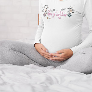 Camiseta Feliz ano novo Entre Gatinhos Equilibrado Num Fio