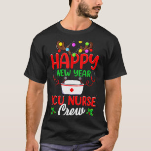 Camiseta Feliz Ano Novo Equipe de Enfermeira da UTI Rena En