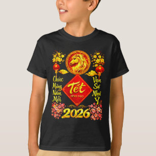 Camiseta Feliz Ano Novo Lunar 2026 Ano Do Cavalo Tet Ng