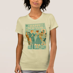 Camiseta Feliz Ano Novo Meados do Século A Dança do Martini
