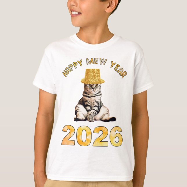 Camiseta Feliz Ano Novo Mew 2026 (Frente)