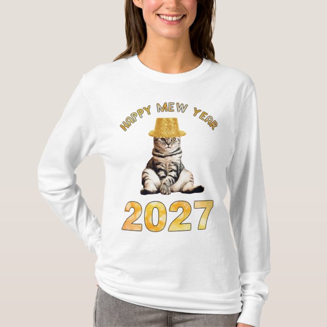 Camiseta Feliz Ano Novo Mew 2027 (Frente)