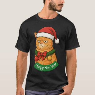CAMISETA FELIZ ANO NOVO, NATAL MEOWY, NATAL FELIZ