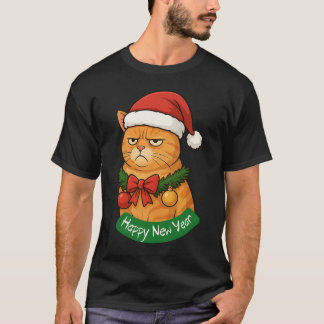 CAMISETA FELIZ ANO NOVO, NATAL MEOWY, NATAL FELIZ