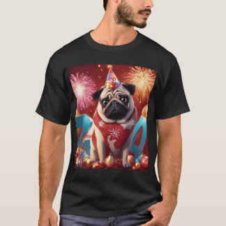 Camiseta Feliz ano novo pug 2024