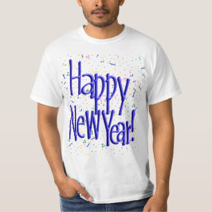 Camiseta Feliz Ano Novo Texto Azul