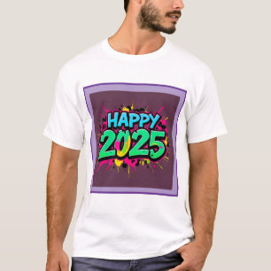 Camiseta Feliz ano novo Verde e Azul 2025
