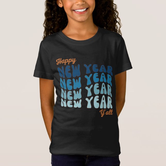 Camiseta Feliz ano novo Y'all 2024 Girls' (Frente)