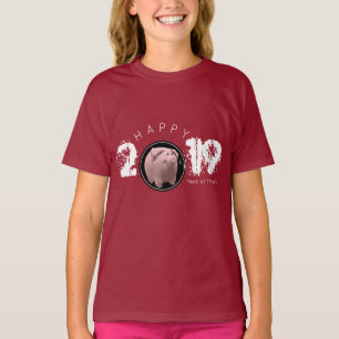 Camiseta Feliz Ano PIg 2019 - Tee Rapariga 3D Original