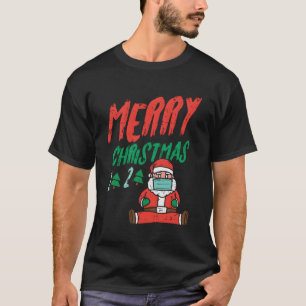 Camiseta Feliz Árvore De Natal 2020 Papais noeis Em Mask Xm