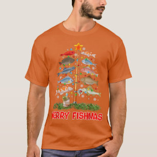 Camiseta Feliz Árvore de Natal de Natal Decado Pesca Fão