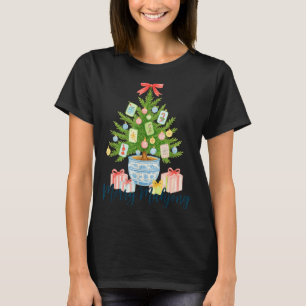 Camiseta Feliz Árvore de Natal Mahjong Chinoiserie Feriado