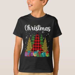 Camiseta Feliz Árvores De Natal Com Impressão De Chita Buff