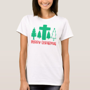 Camiseta Feliz Árvores de Natal, Cruz de Natal