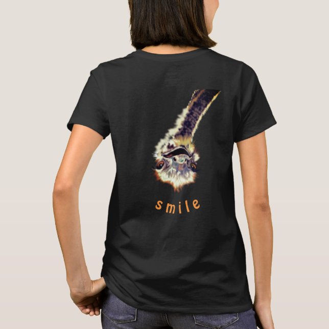Camiseta Feliz avestruz - Sorria - Adicione seu texto - Div (Verso)