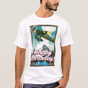 Camiseta Feliz avião vintage de aniversário!