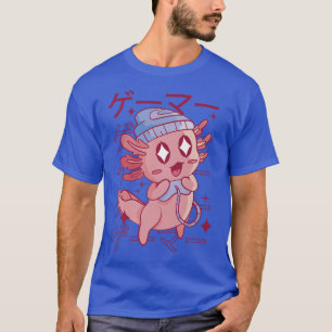 Camiseta Feliz Axolotl Gaming Japão Estilo Kawaii Anime Gam