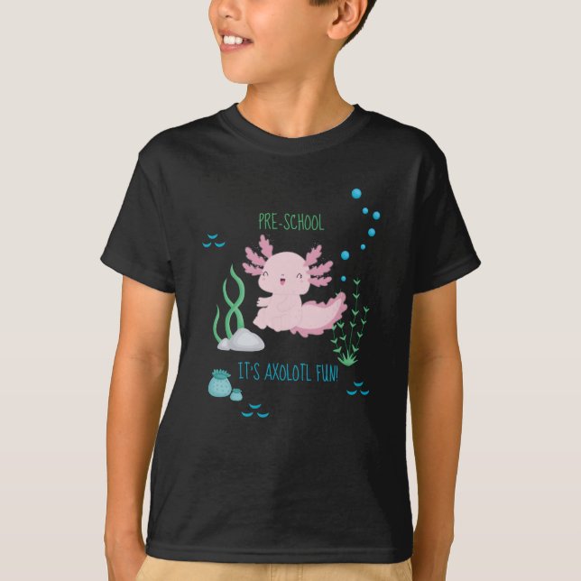 Camiseta Feliz Axolotl Qualquer Grau De Volta À Escola (Frente)