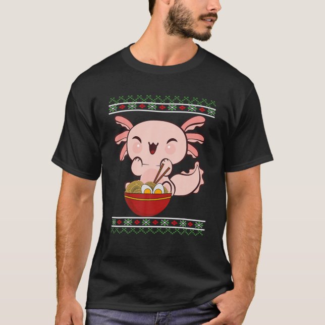 Camiseta Feliz Axolotl, Sueco de Natal Feio Kawaii (Frente)