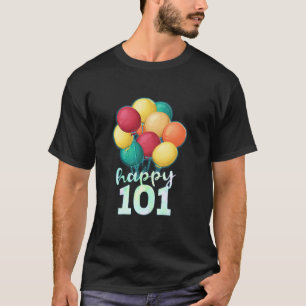 Camiseta Feliz Balões Coloridos de 101 Anos Birthda rua