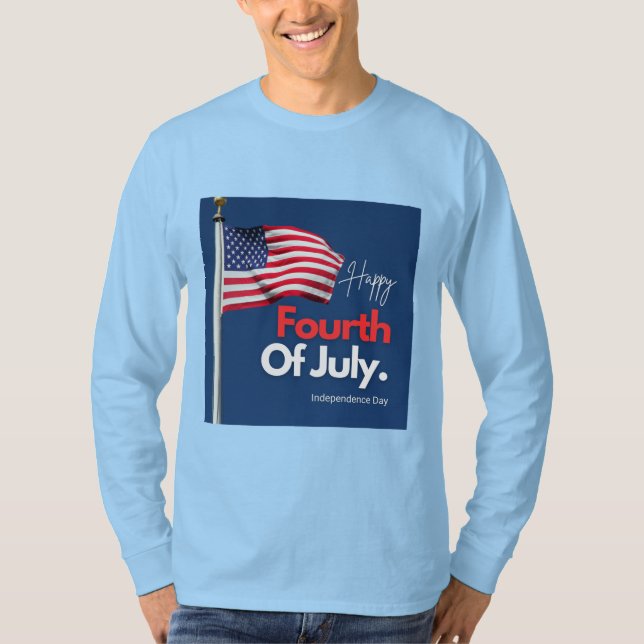 Camiseta Feliz Bandeira Americana Do Quarto De Julho (Frente)