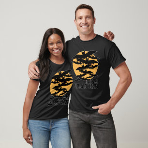 Camiseta Feliz Bat Voador De Halloween Para Escuro
