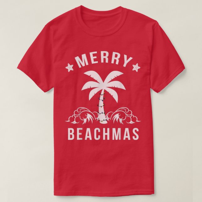 Camiseta Feliz Beachmas Palm Tree Natal (Frente do Design)