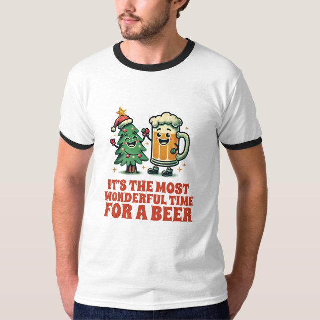 Camiseta Feliz Bebado Engraçado Natal (Frente)
