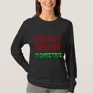 Camiseta Feliz Bebado Eu sou o Bebendo de Natal Vinho Natal