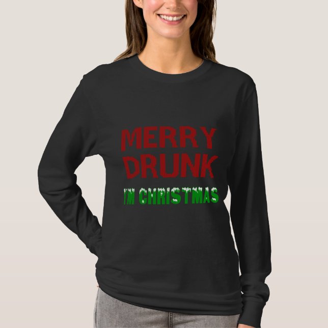 Camiseta Feliz Bebado Eu sou o Bebendo de Natal Vinho Natal (Frente)