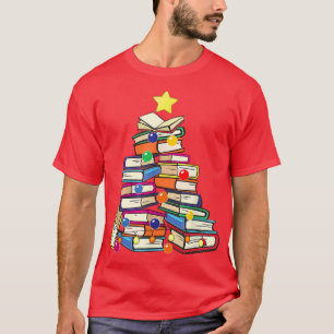 Camiseta Feliz Bibliotecária do Bookworm da Árvore de Natal