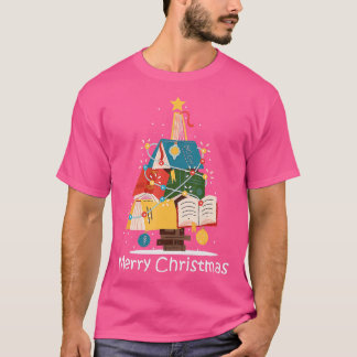 Camiseta Feliz Bibliotecária do Bookworm da Árvore de Natal