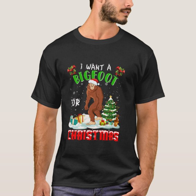 Camiseta Feliz Bigfoot de Natal Pajama Papais noeis Feios (Frente)