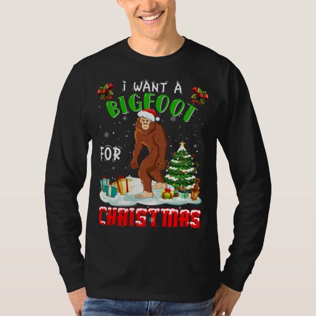 Camiseta Feliz Bigfoot de Natal Pajama Papais noeis Feios (Frente)