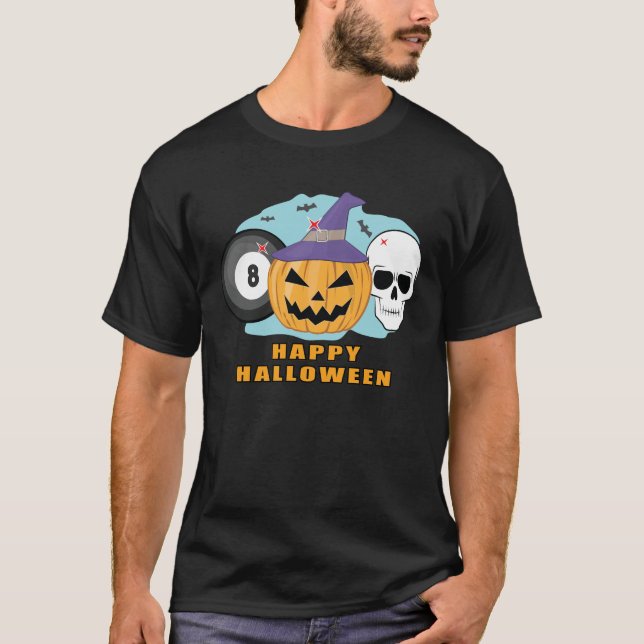 Camiseta Feliz Billiard Halloween - Spooky (Frente)