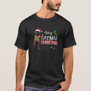 Camiseta Feliz Black Catmas Natal Papais noeis Cat Pajama