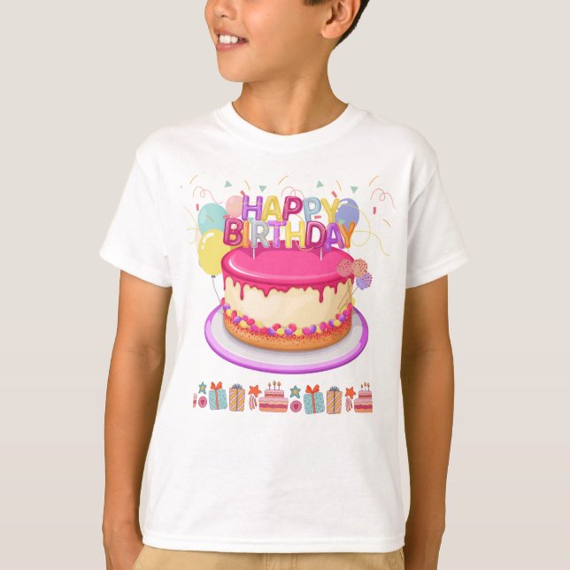 Camiseta Feliz Bolo de Aniversário (Frente)