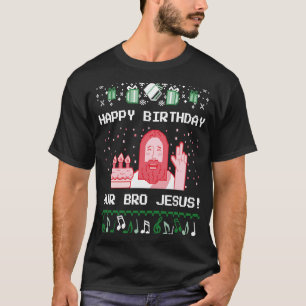 Camiseta Feliz Bolo de Aniversário para o Irmão Jesus Feio 