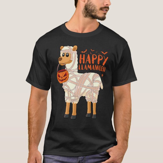 Camiseta Feliz Bomba Mummy de Halloween Llama Alpaca (Frente)