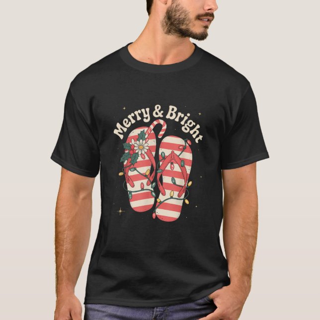 Camiseta Feliz Bright Natal Em Chinelos De Julho (Frente)