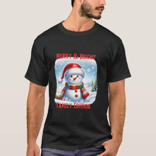 Camiseta Feliz Brilhante Família Festiva de Snowman A Matar
