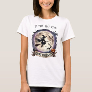 Camiseta Feliz Bruxa de Halloween na Broom