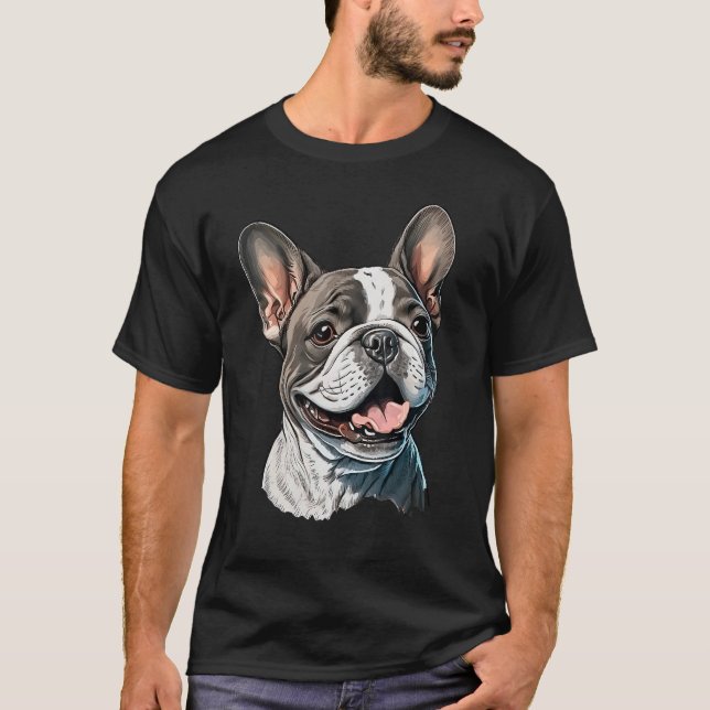 Camiseta Feliz Buldogue Francês Francês para Cachorro (Frente)