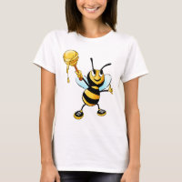 Feliz Bumble Bee com uma colher de mel