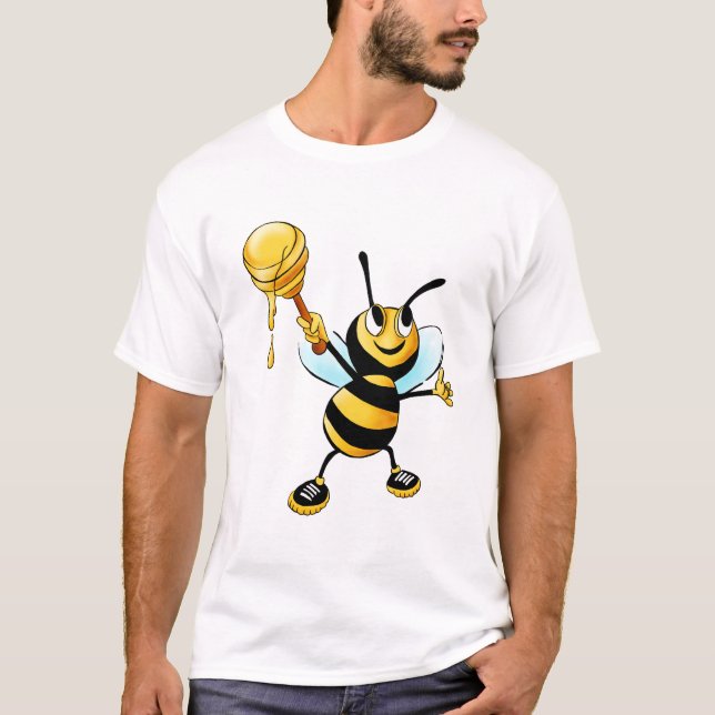 Camiseta Feliz Bumble Bee com uma colher de mel (Frente)